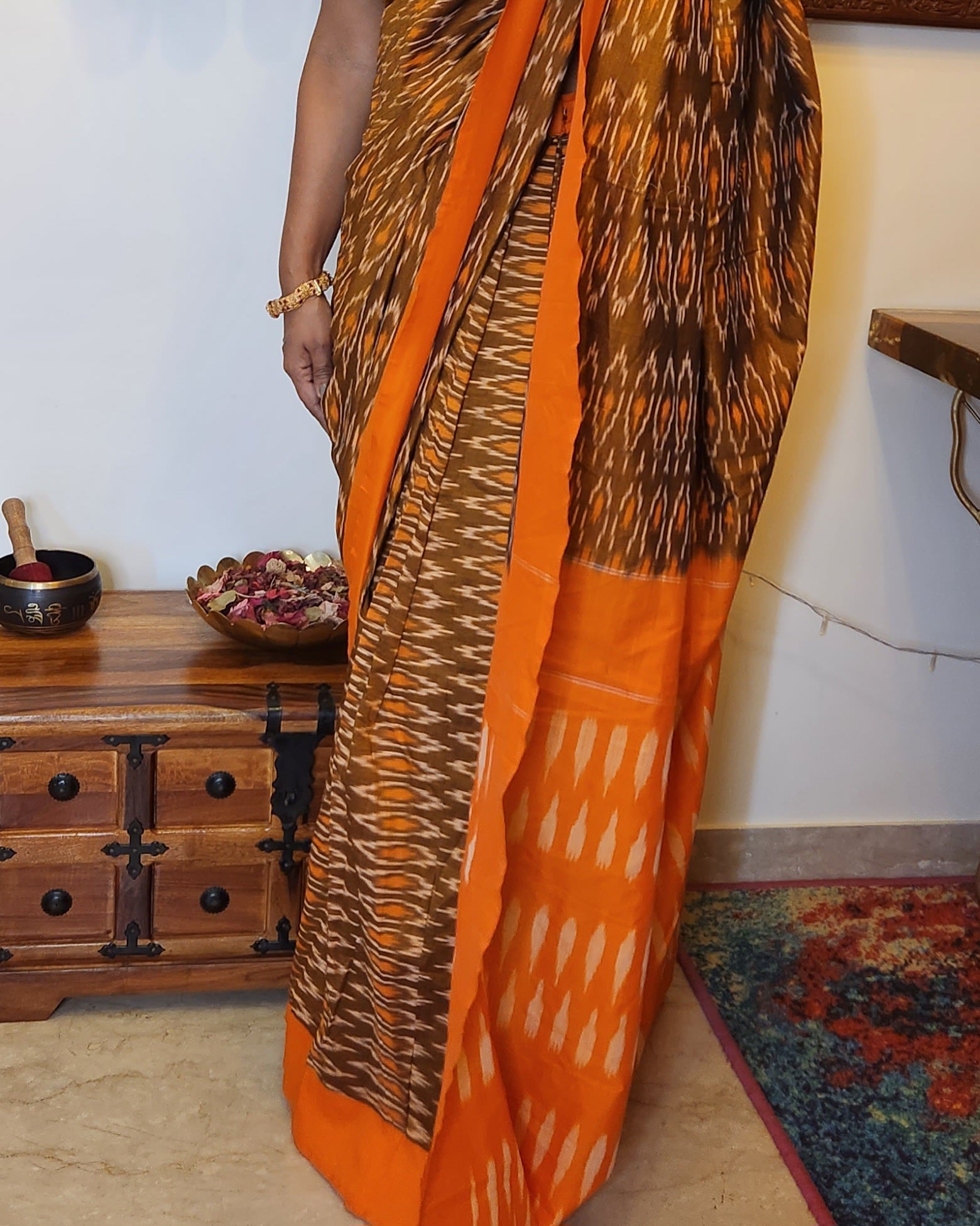 Under-a-Minute Saree (Orange-Brown)