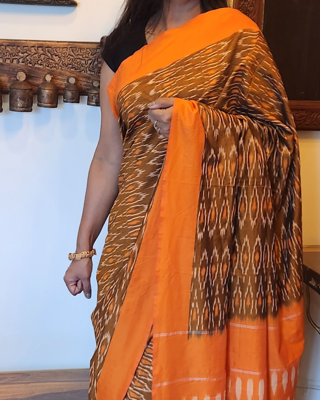 Under-a-Minute Saree (Orange-Brown)