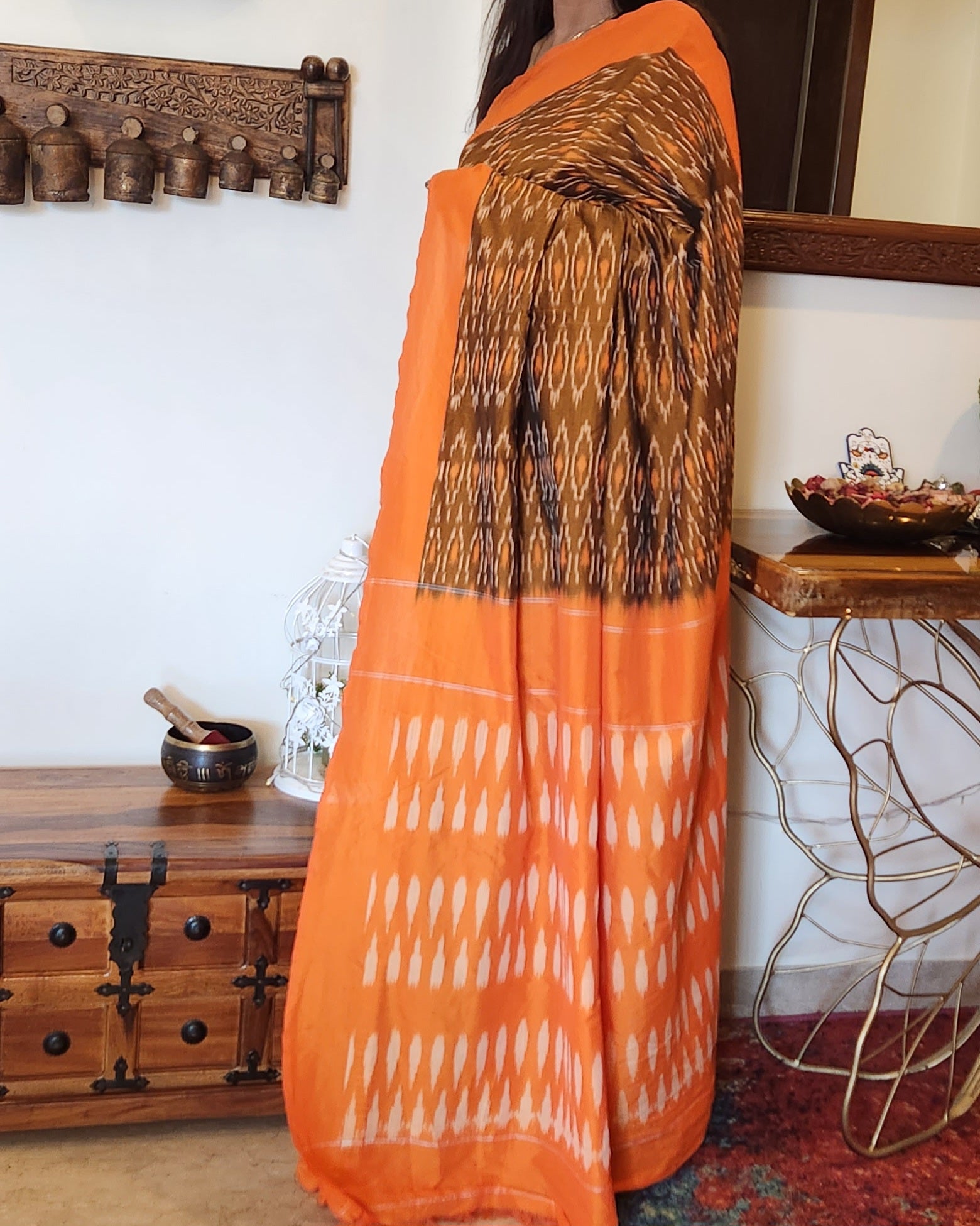Under-a-Minute Saree (Orange-Brown)