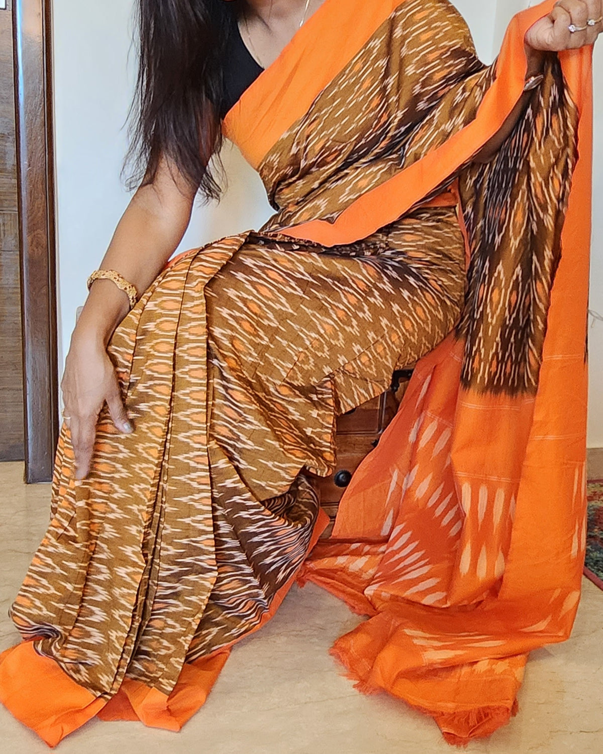 Under-a-Minute Saree (Orange-Brown)