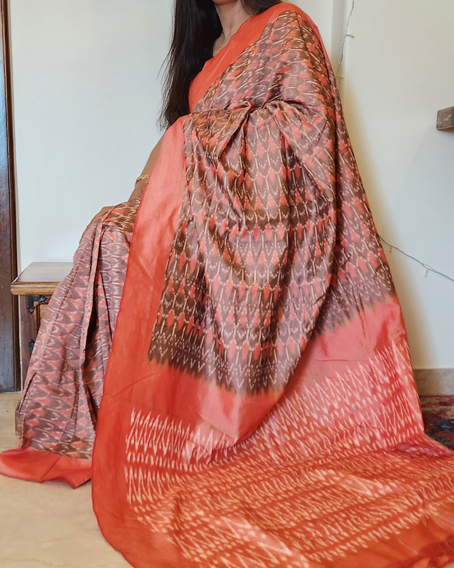 Under-a-Minute Saree (Biscuit-Orange)