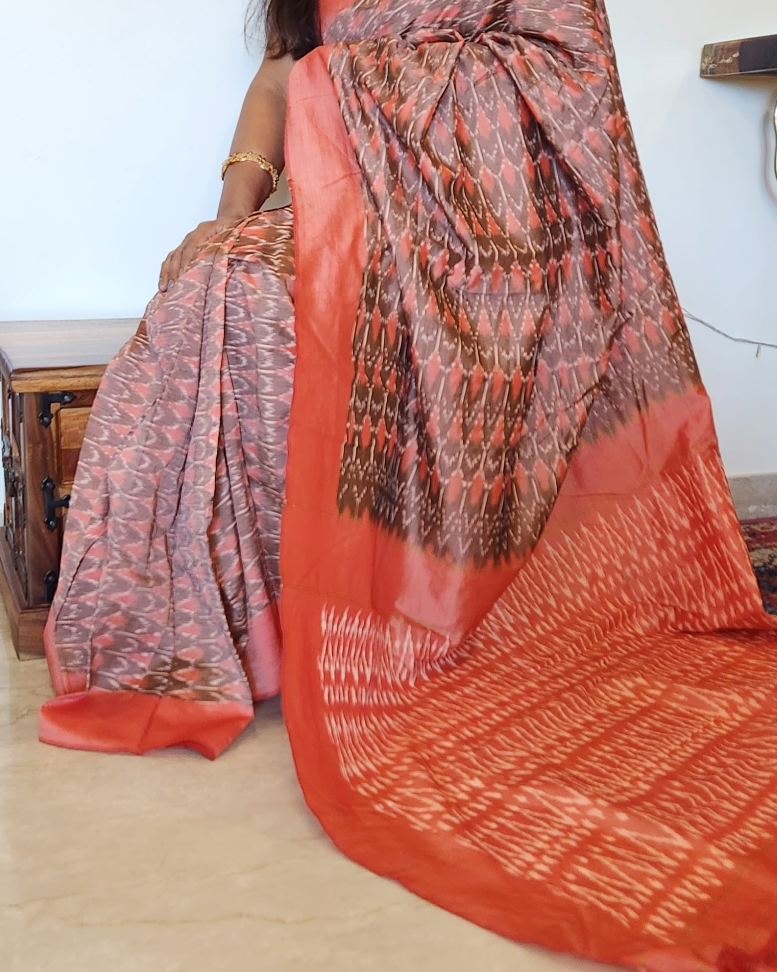 Under-a-Minute Saree (Biscuit-Orange)