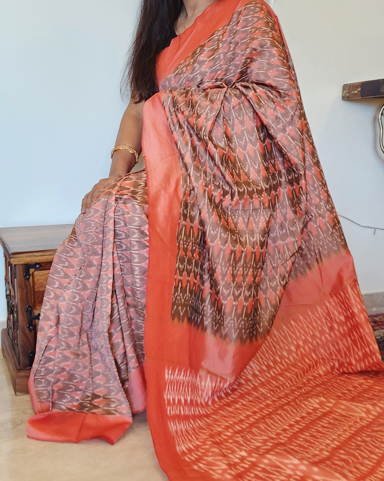 Under-a-Minute Saree (Biscuit-Orange)
