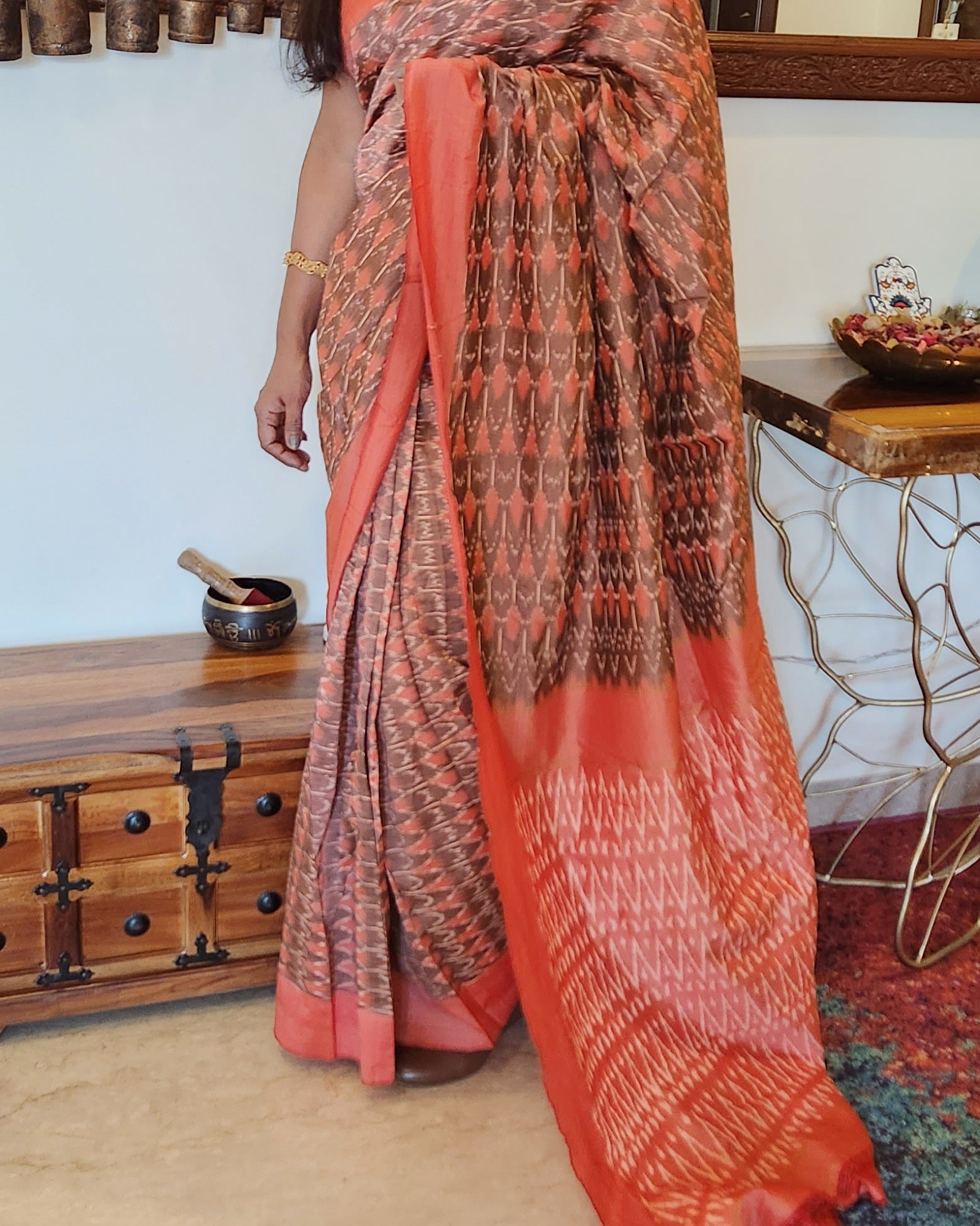 Under-a-Minute Saree (Biscuit-Orange)