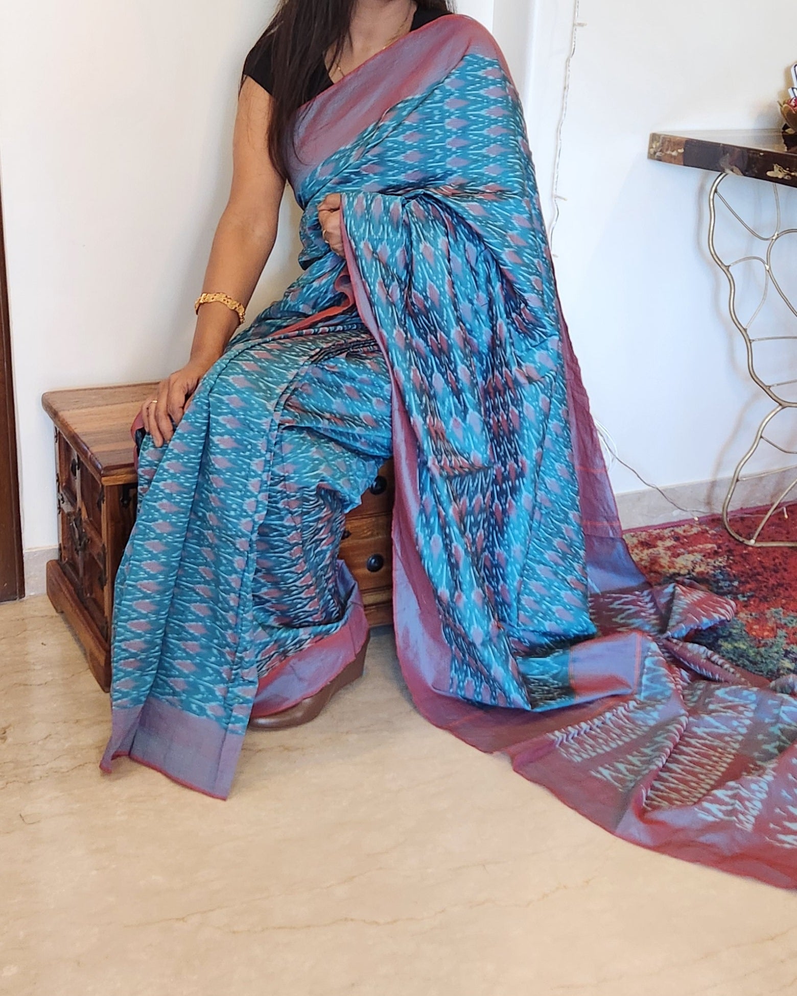 Under-a-Minute Saree (Blue)