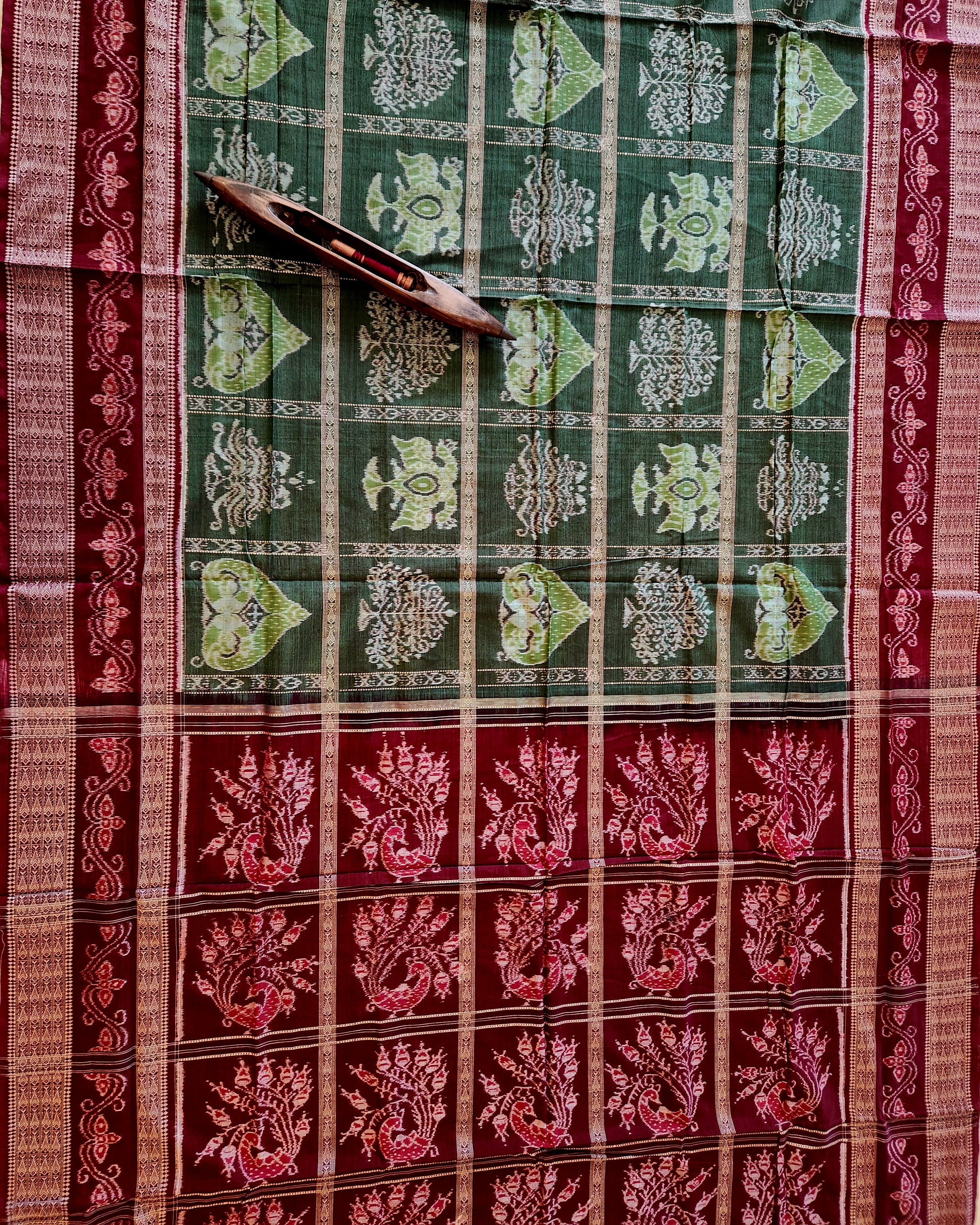 UTKRSHT: Exclusive Sambalpuri Cotton Saree (Green)