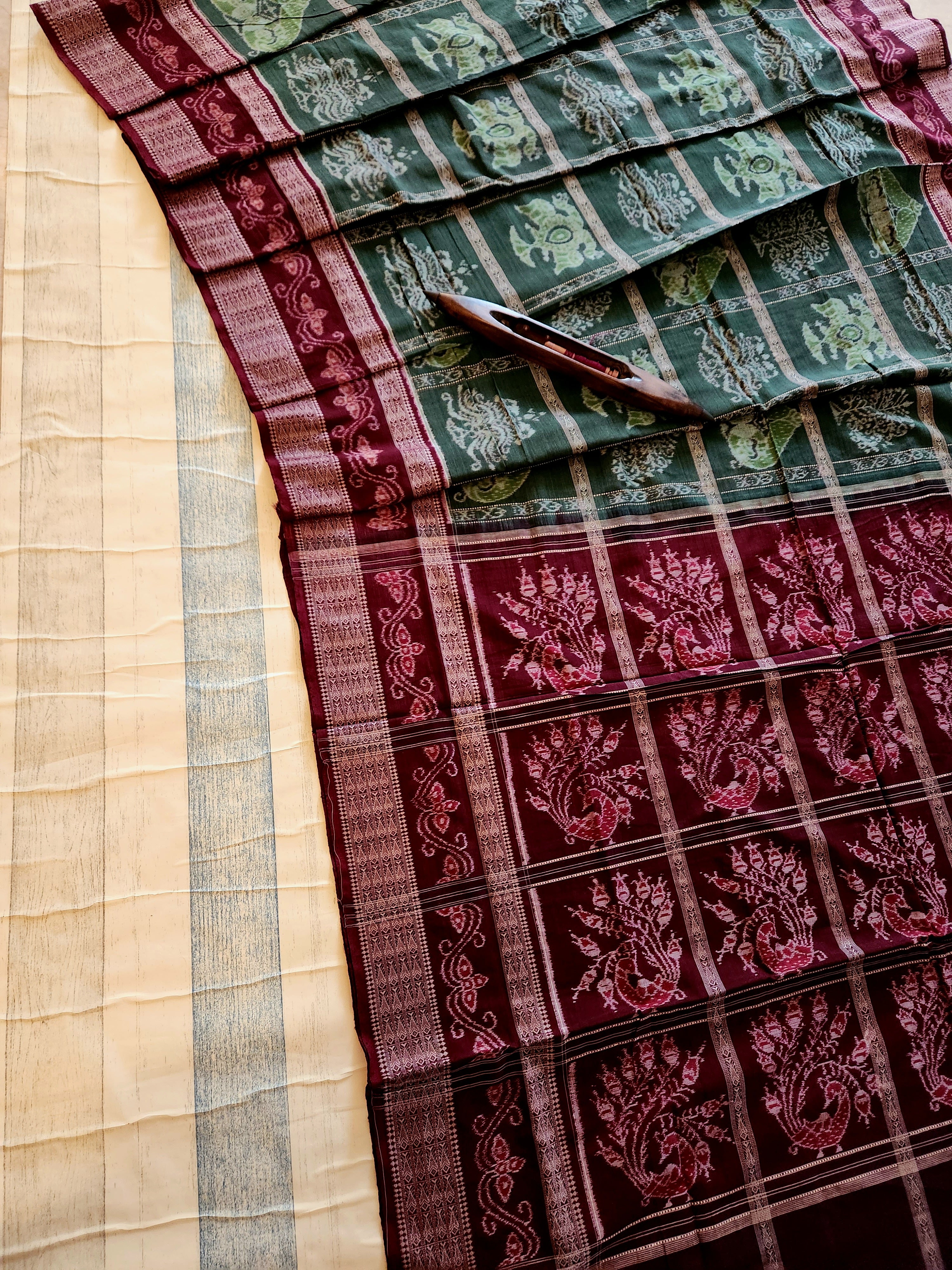 UTKRSHT: Exclusive Sambalpuri Cotton Saree (Green)