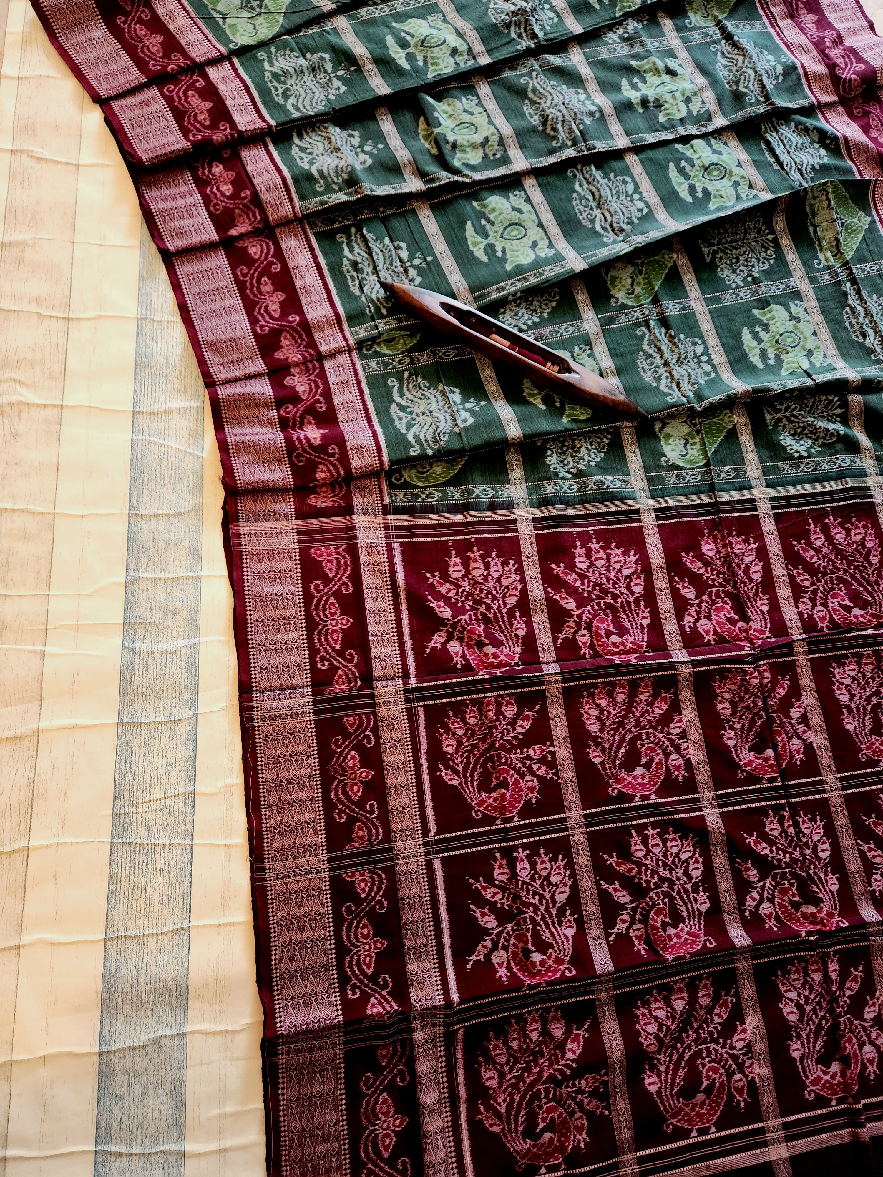 UTKRSHT: Exclusive Sambalpuri Cotton Saree (Green)