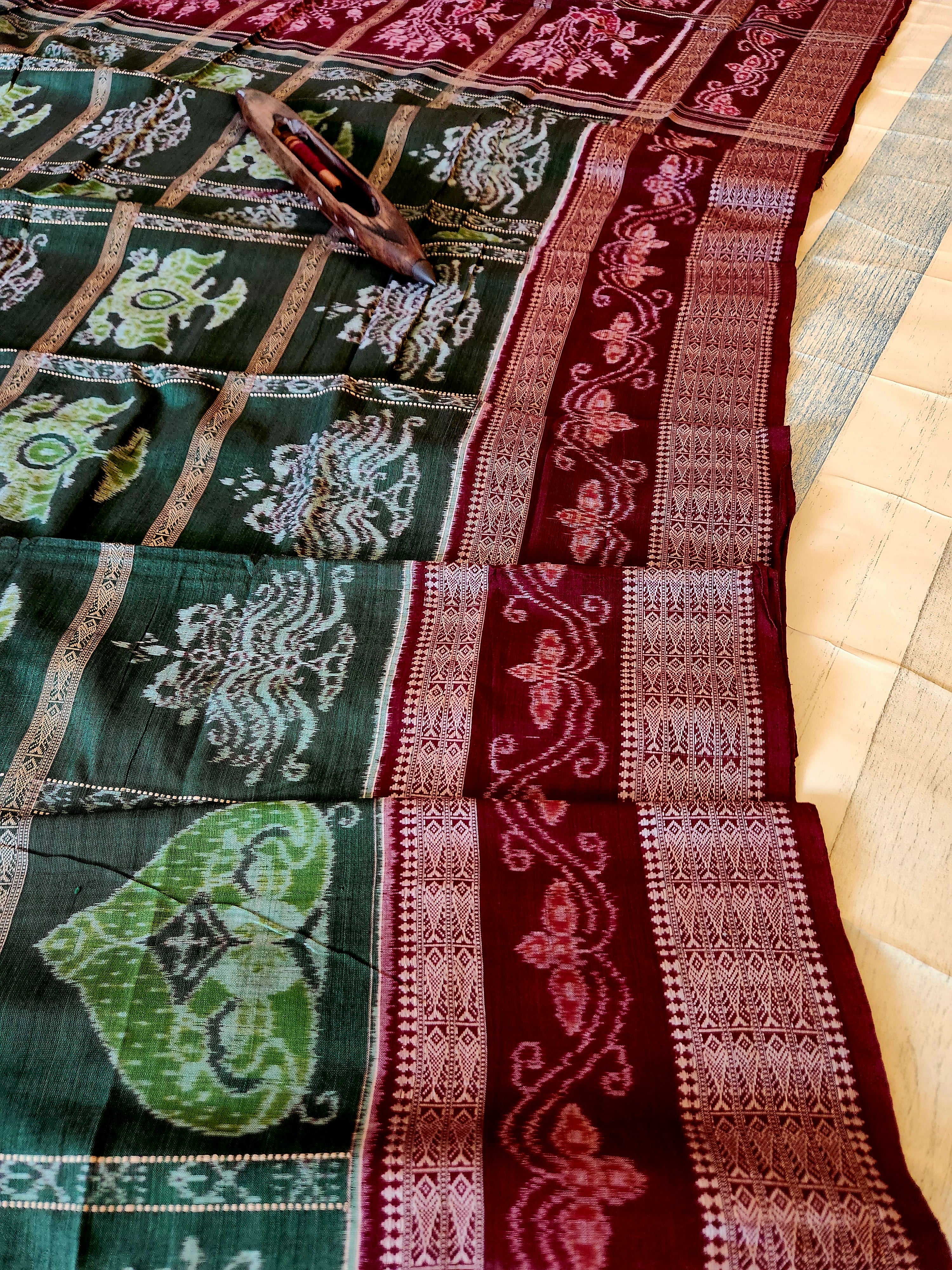 UTKRSHT: Exclusive Sambalpuri Cotton Saree (Green)