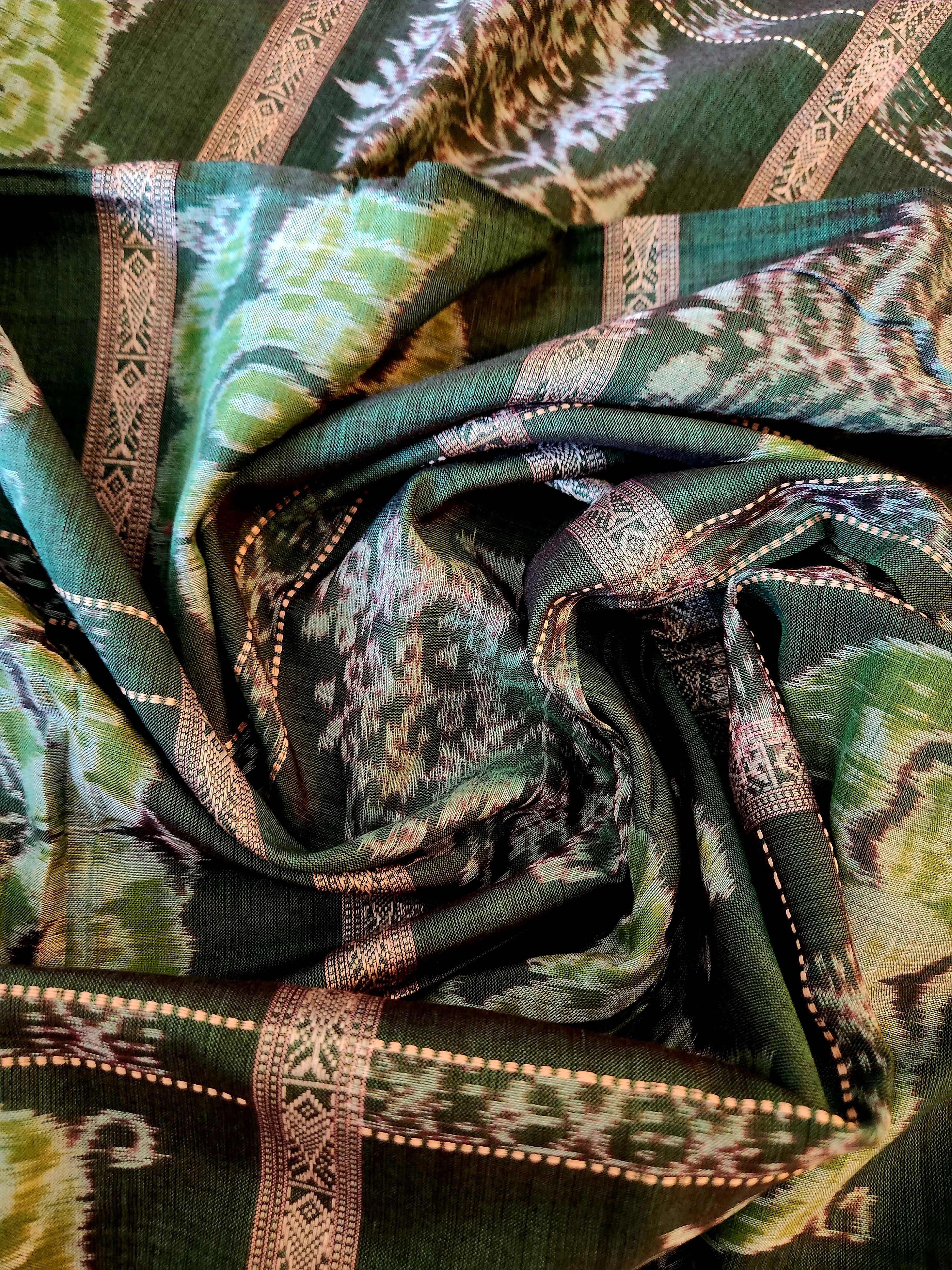 UTKRSHT: Exclusive Sambalpuri Cotton Saree (Green)