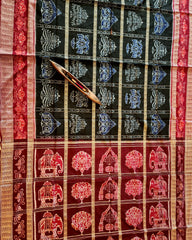 UTKRSHT: Exclusive Sambalpuri Cotton Saree (Black-Blue)