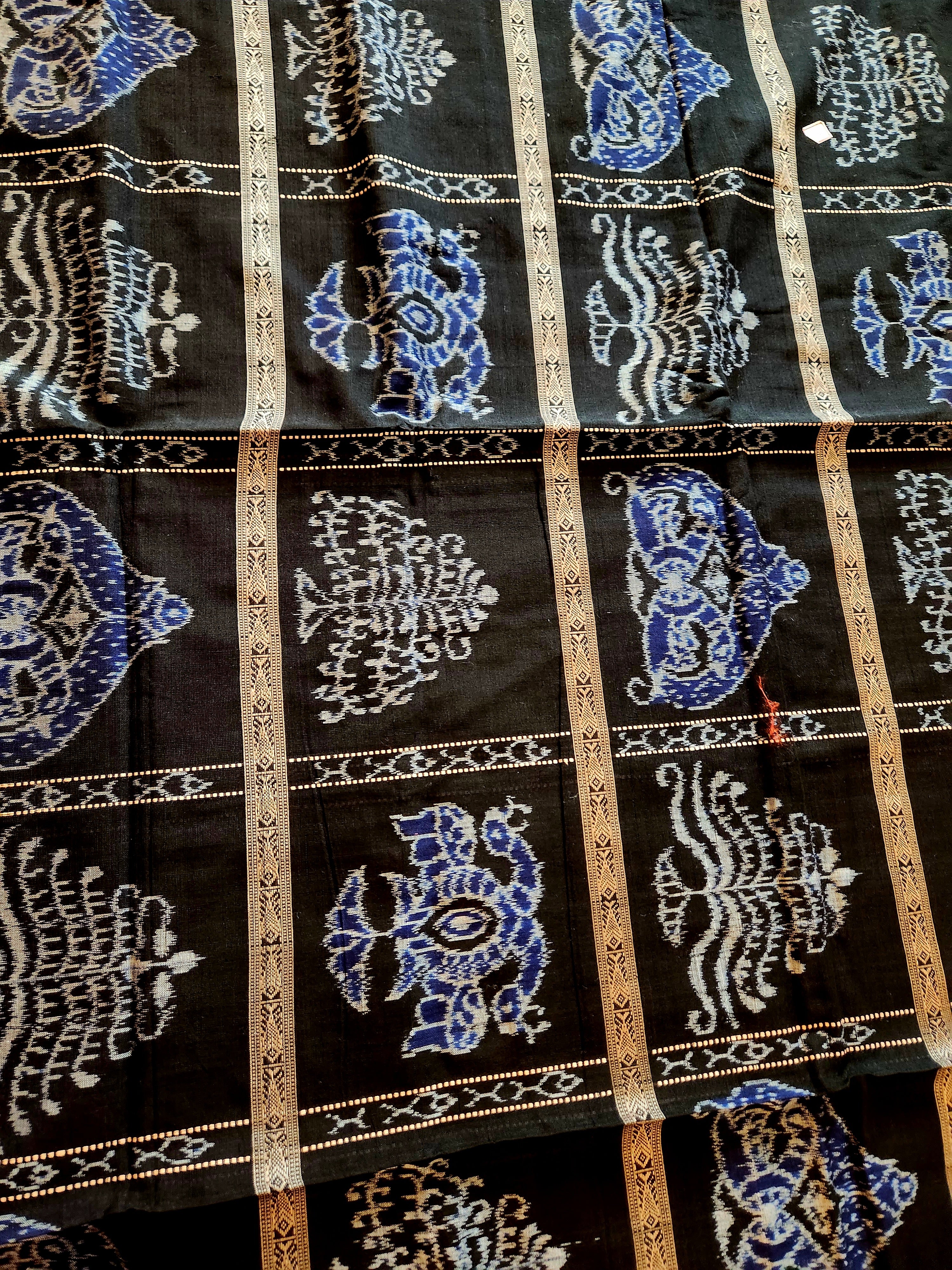 UTKRSHT: Exclusive Sambalpuri Cotton Saree (Black-Blue)