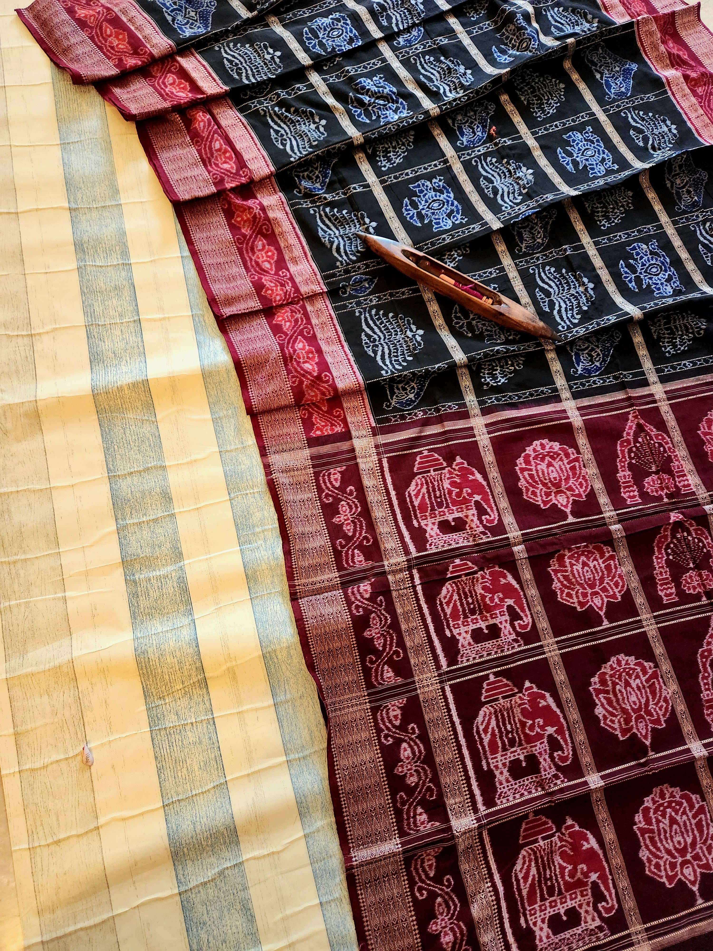 UTKRSHT: Exclusive Sambalpuri Cotton Saree (Black-Blue)