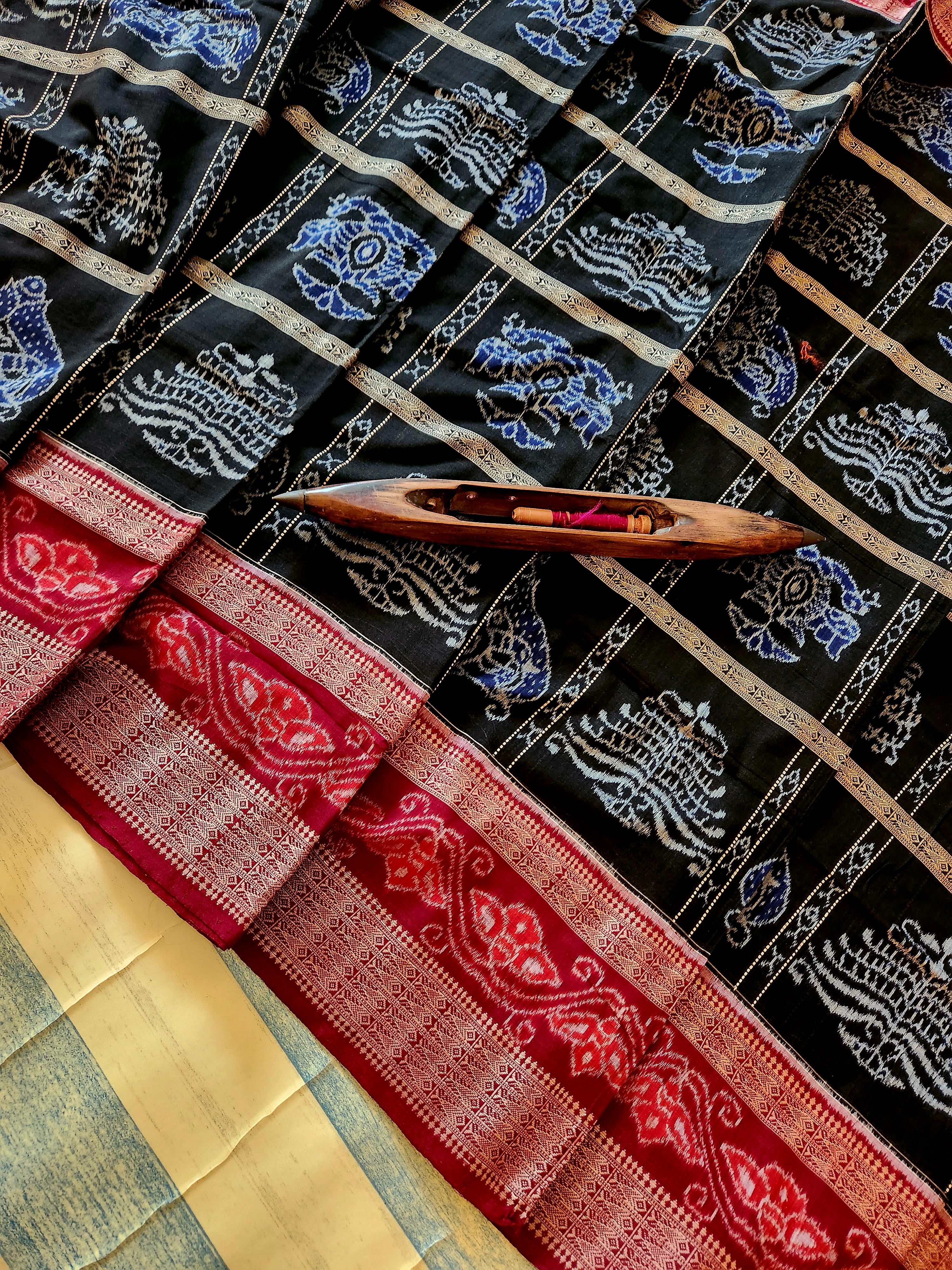 UTKRSHT: Exclusive Sambalpuri Cotton Saree (Black-Blue)