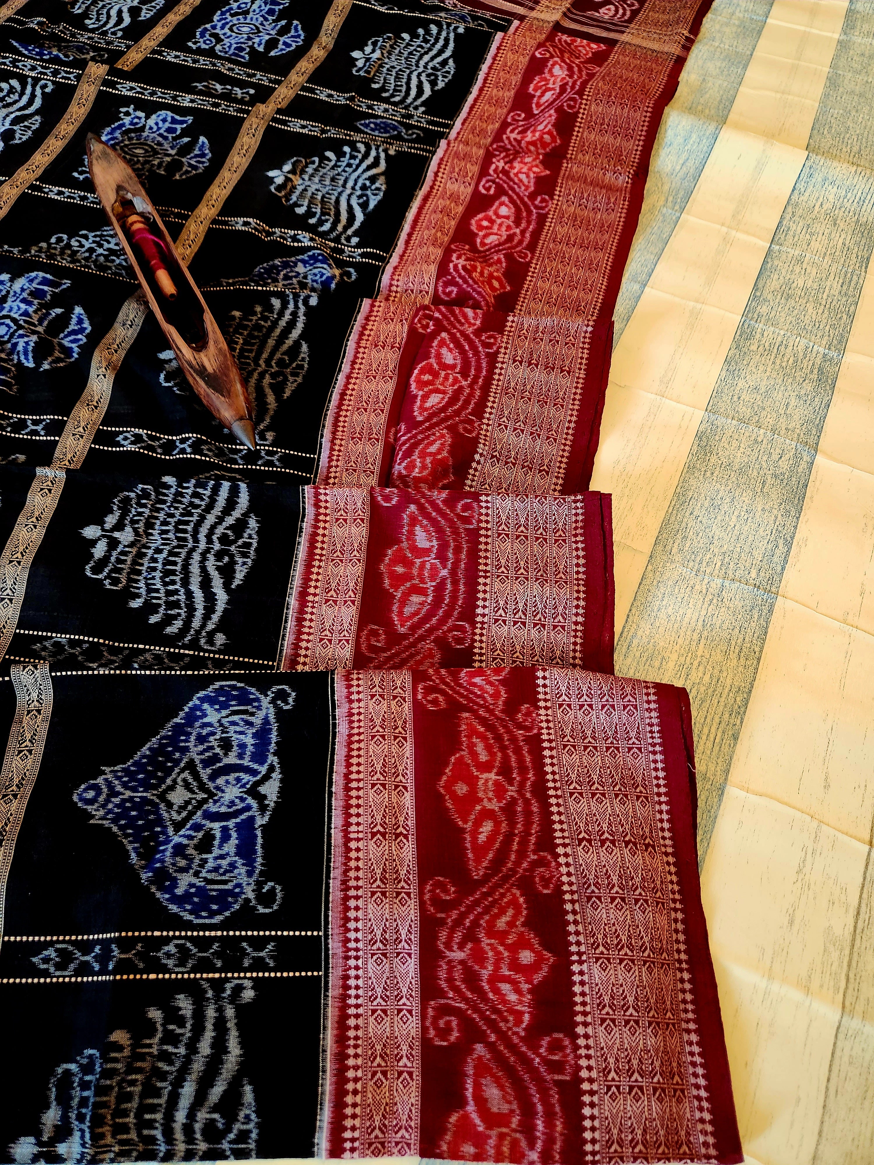 UTKRSHT: Exclusive Sambalpuri Cotton Saree (Black-Blue)