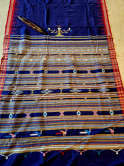 GANJAM BOMKAI Cotton Saree - Blue