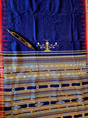 GANJAM BOMKAI Cotton Saree - Blue