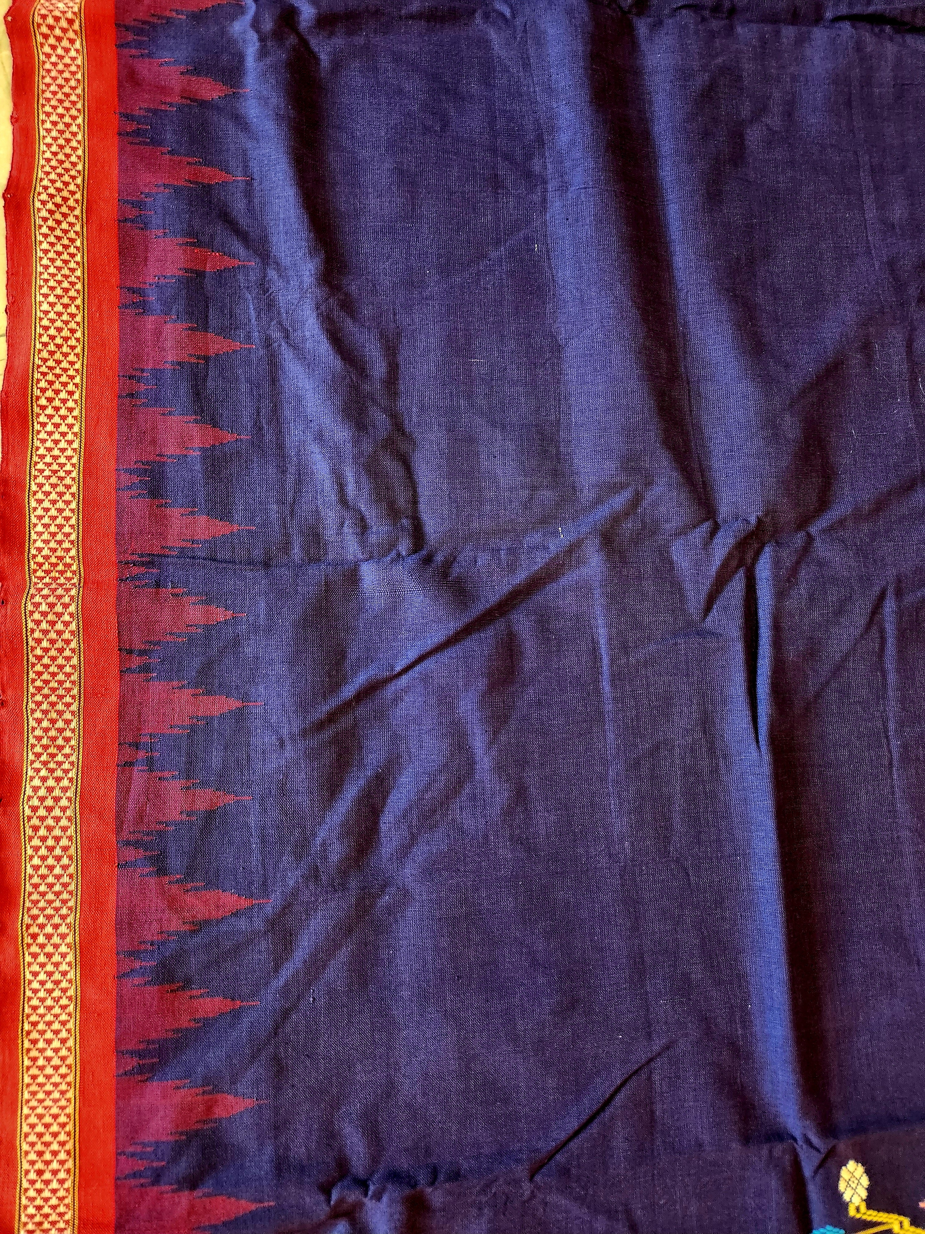 GANJAM BOMKAI Cotton Saree - Blue