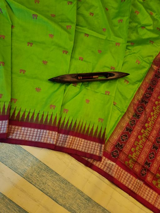 PADANKITA - Laxmi-Paduka motif Bomkai Silk saree
