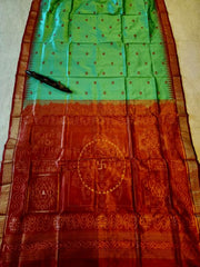 NAVAYONI: Laxmi_Paduka Shri-Yantra Half-Tissue Silk Saree