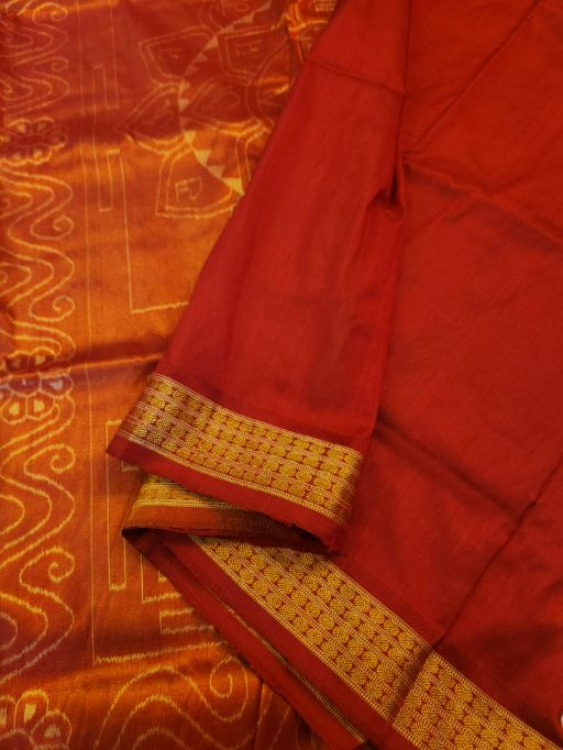 NAVAYONI: Laxmi_Paduka Shri-Yantra Half-Tissue Silk Saree