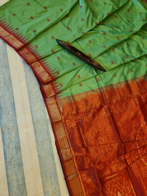 NAVAYONI: Laxmi_Paduka Shri-Yantra Half-Tissue Silk Saree