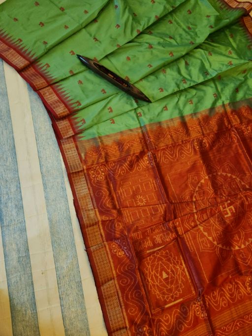 NAVAYONI: Laxmi_Paduka Shri-Yantra Half-Tissue Silk Saree