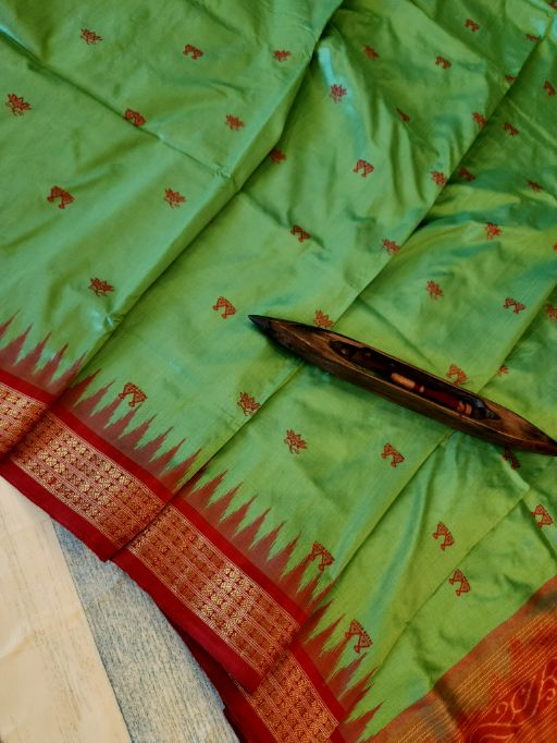 NAVAYONI: Laxmi_Paduka Shri-Yantra Half-Tissue Silk Saree