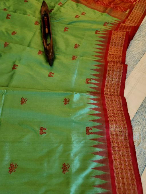 NAVAYONI: Laxmi_Paduka Shri-Yantra Half-Tissue Silk Saree