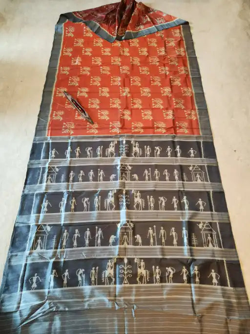 SAURIKA: Saura art inspired Pure Silk Saree