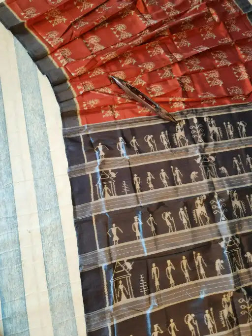 SAURIKA: Saura art inspired Pure Silk Saree