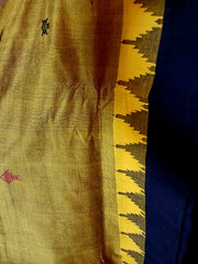 NIVA: Handwoven Sambalpuri Cotton Saree (Olive Green-Black)