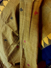 NIVA: Handwoven Sambalpuri Cotton Saree (Olive Green-Black)