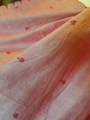 NIVA: Handwoven Sambalpuri Cotton Saree (Blush pink-Red)