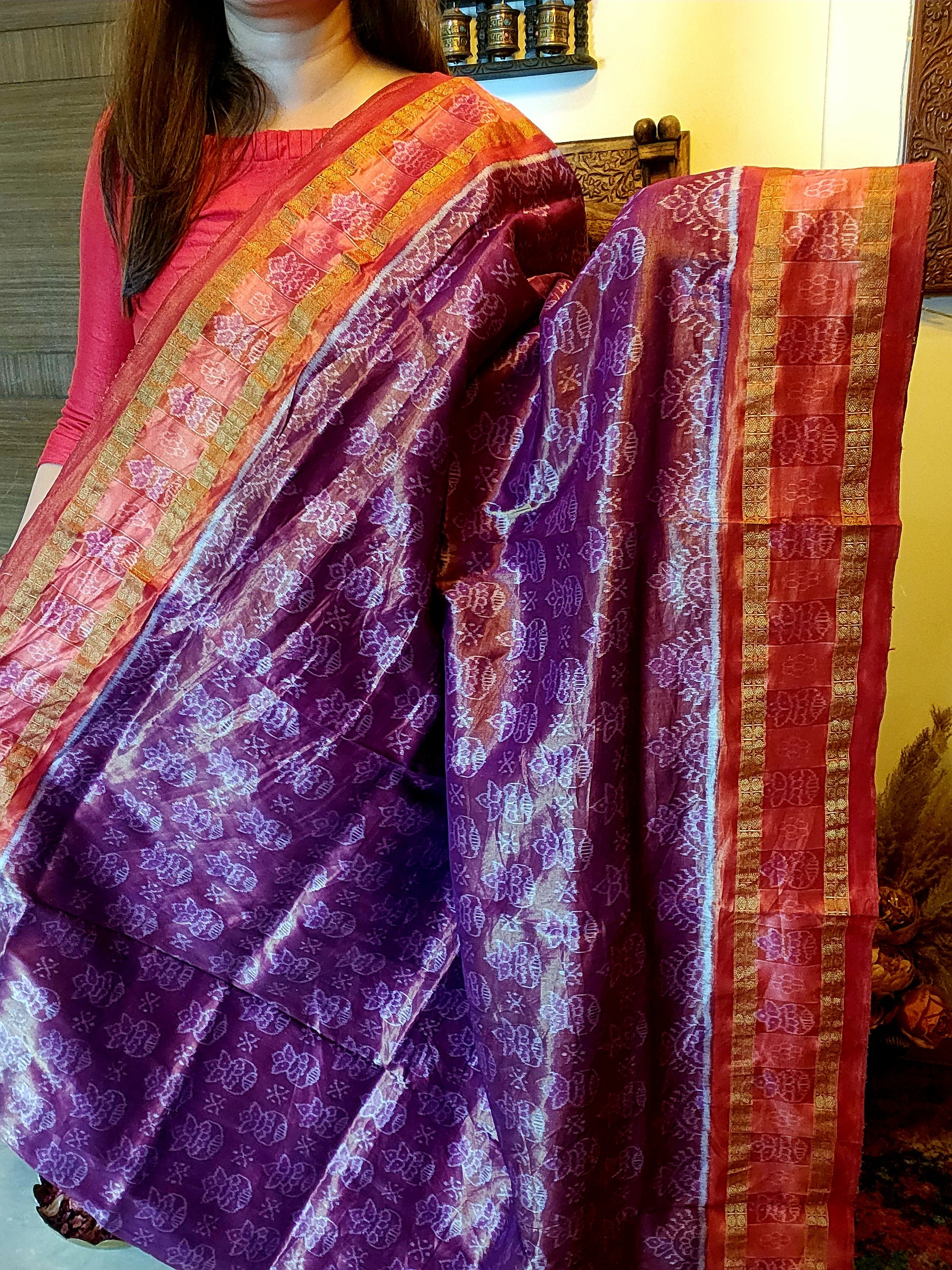 SHUBHAM: Handwoven Sambalpuri Tissue Silk saree