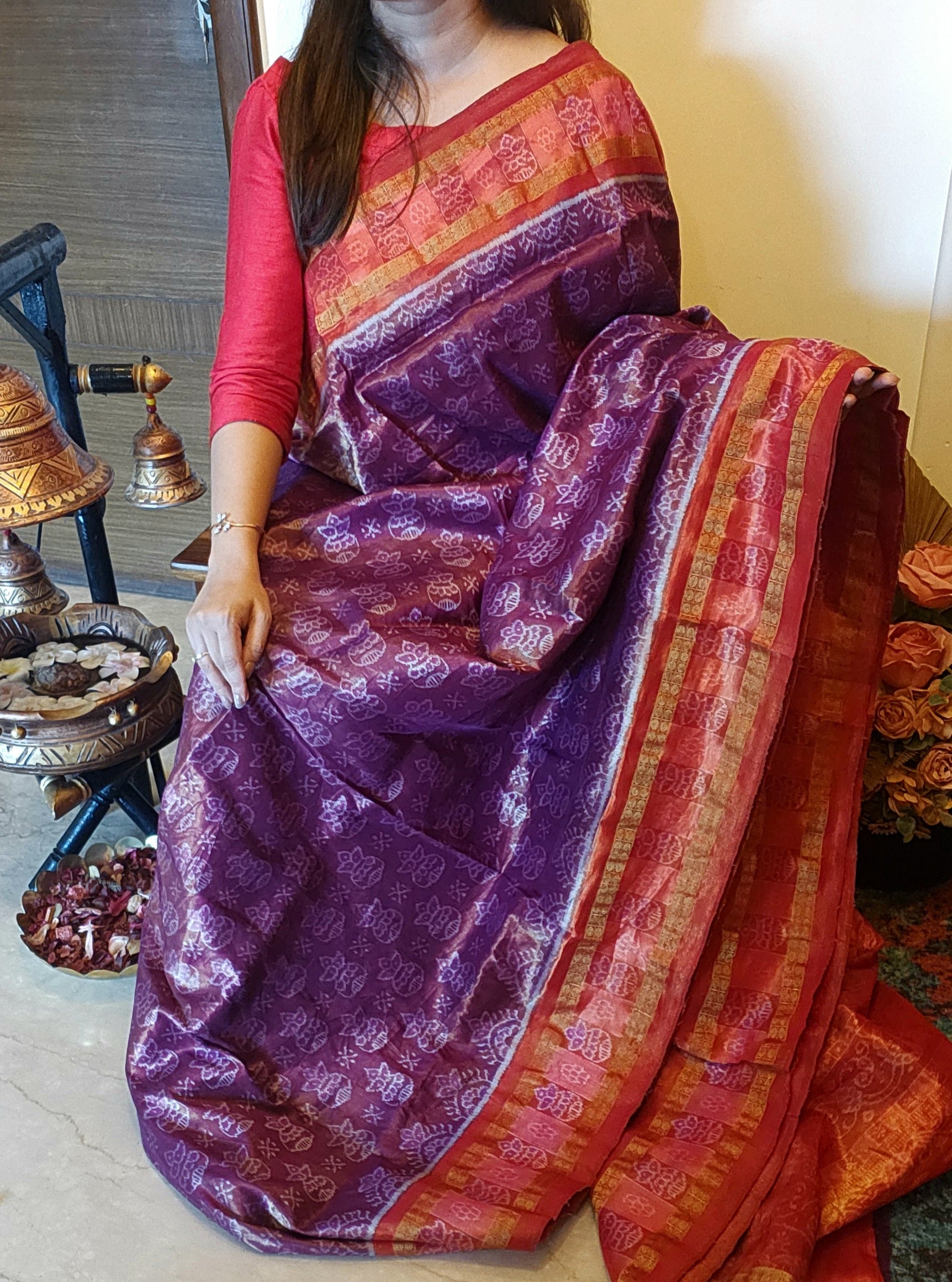 SHUBHAM: Handwoven Sambalpuri Tissue Silk saree