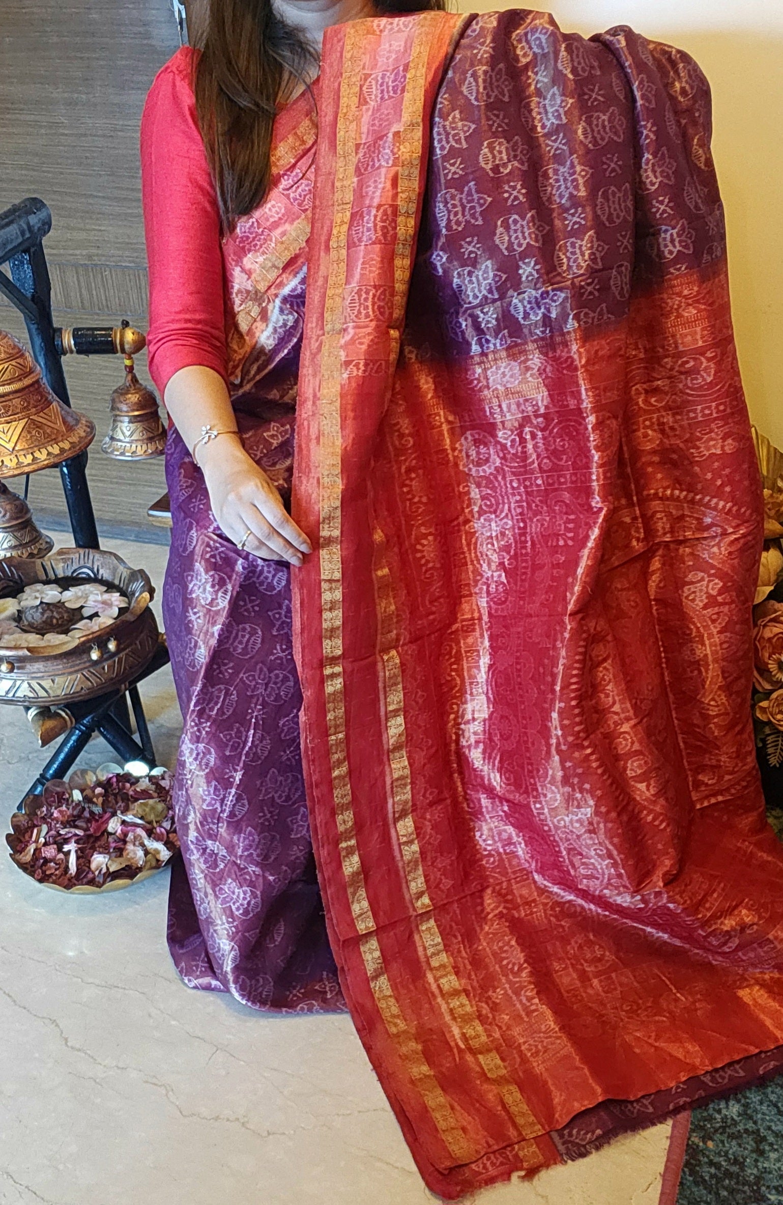 SHUBHAM: Handwoven Sambalpuri Tissue Silk saree
