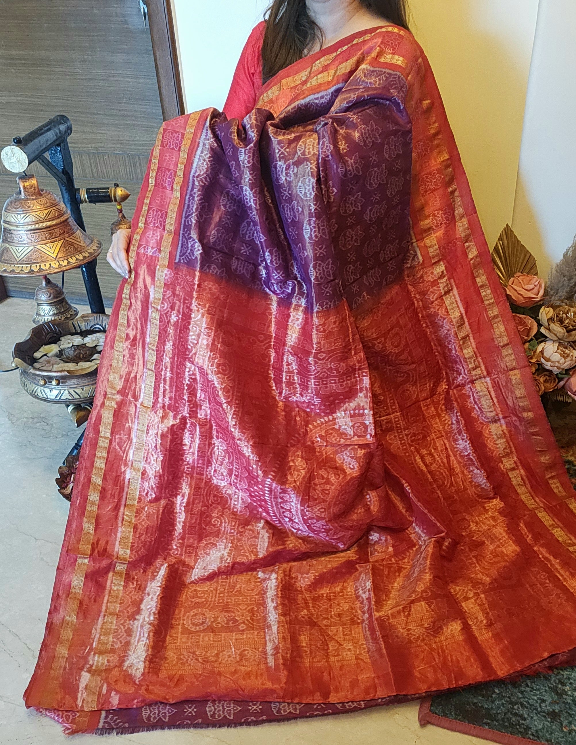 SHUBHAM: Handwoven Sambalpuri Tissue Silk saree