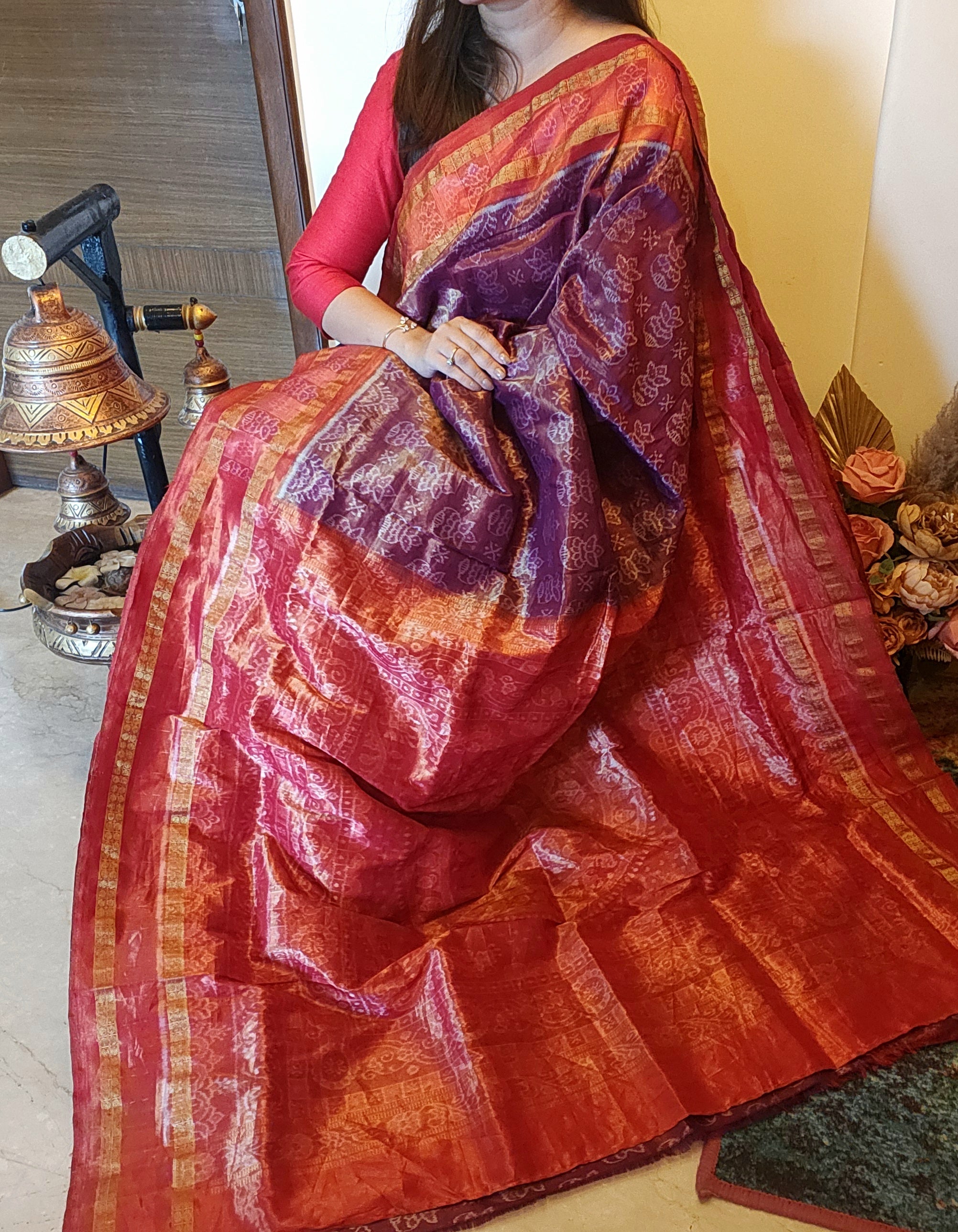 SHUBHAM: Handwoven Sambalpuri Tissue Silk saree