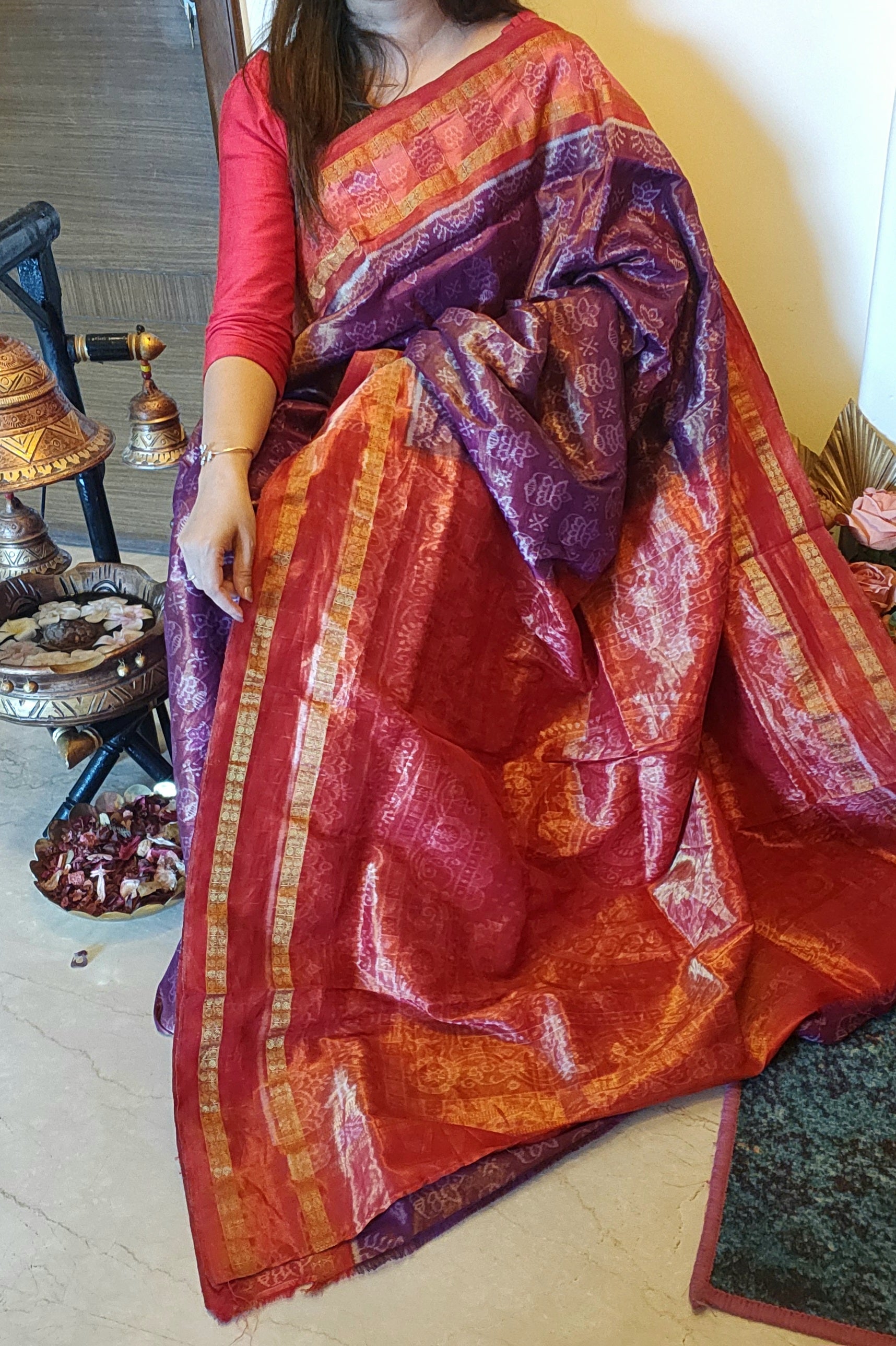 SHUBHAM: Handwoven Sambalpuri Tissue Silk saree