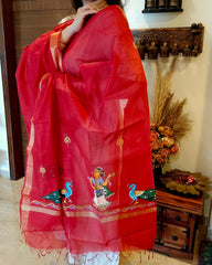 Nartaki-Mor: Pattachitra Handpainted Dupatta