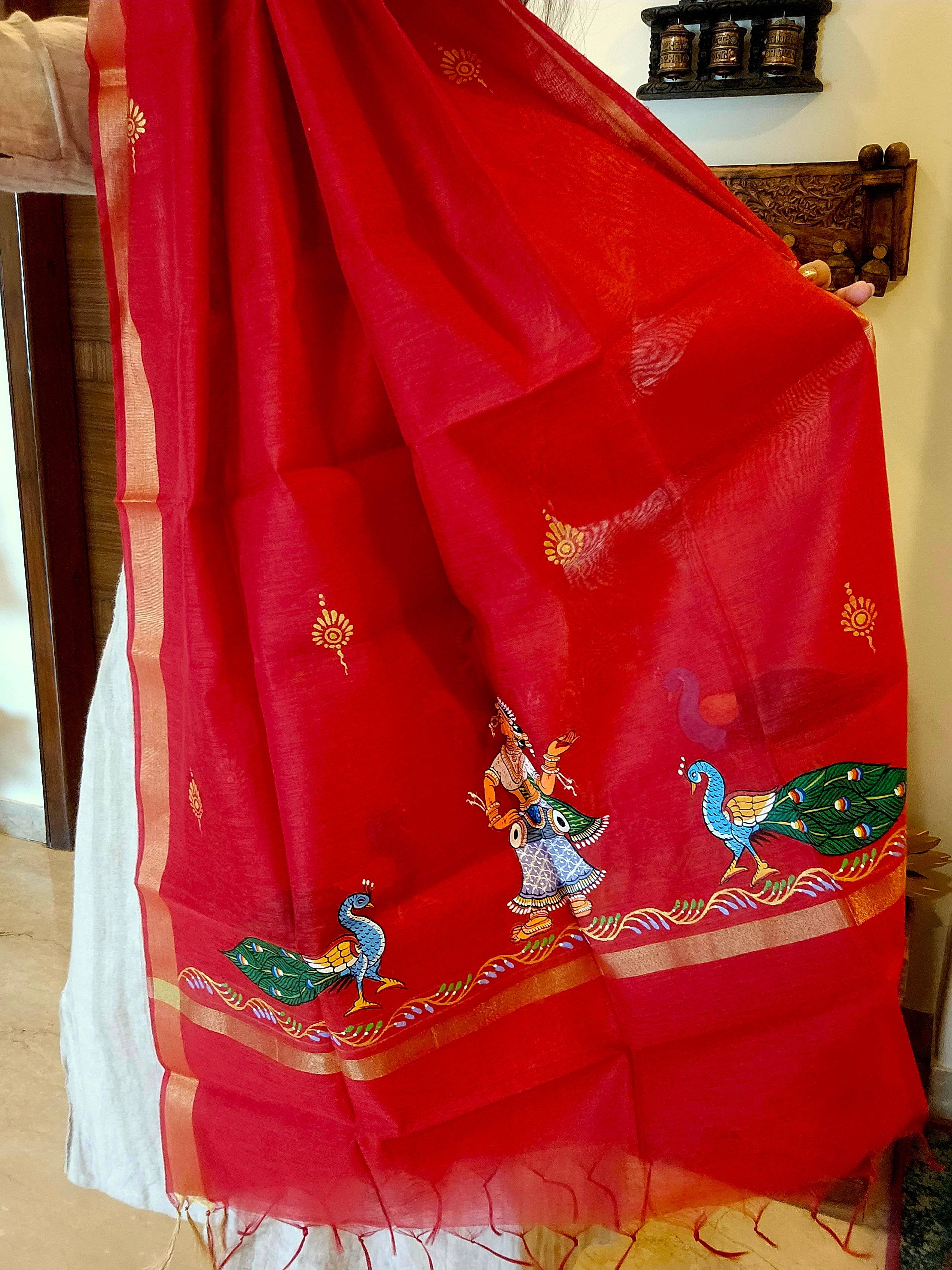 Nartaki-Mor: Pattachitra Handpainted Dupatta