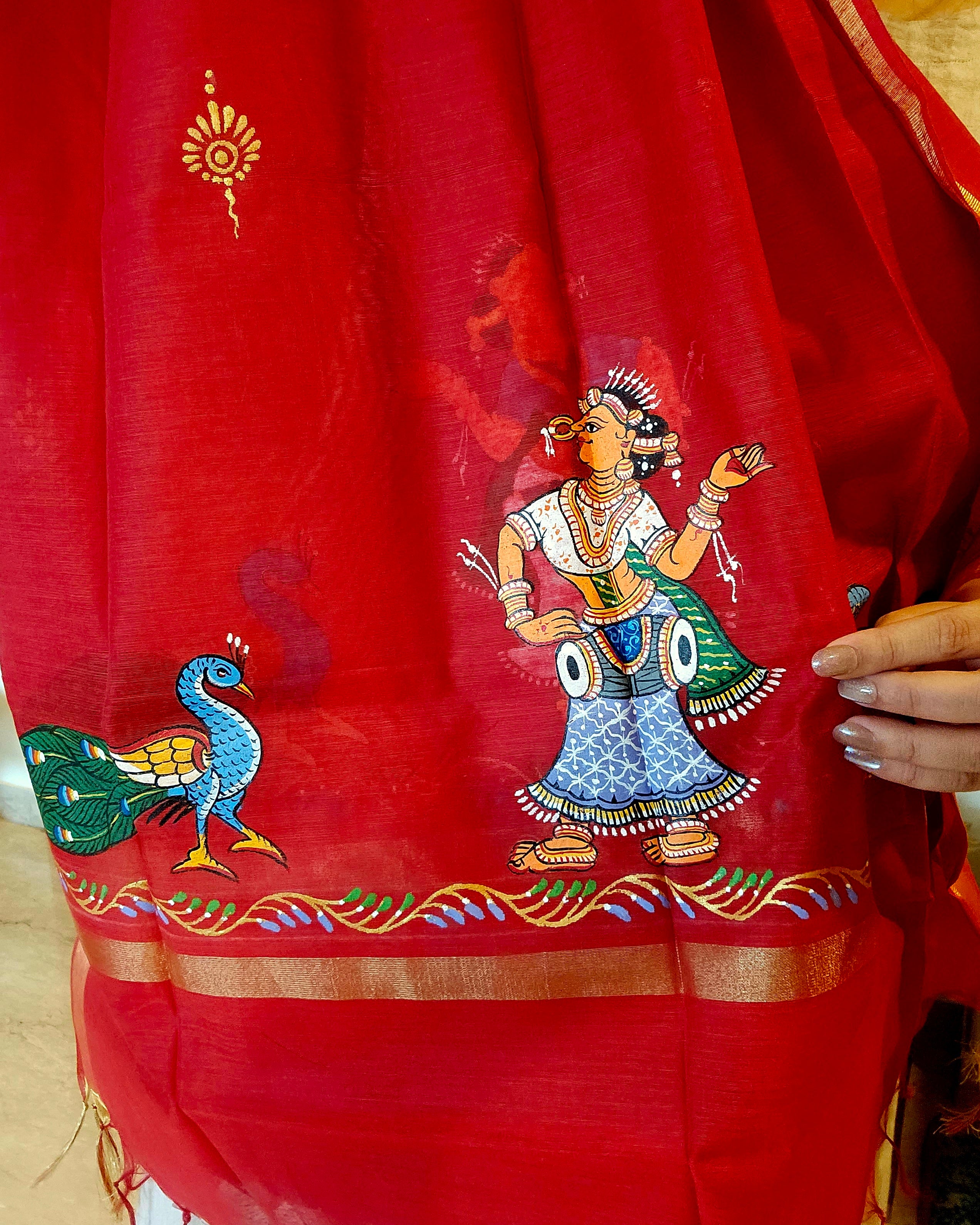 Nartaki-Mor: Pattachitra Handpainted Dupatta