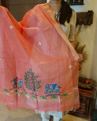 Shahi Gaj: Pattachitra Handpainted Dupatta