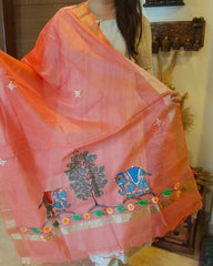 Shahi Gaj: Pattachitra Handpainted Dupatta