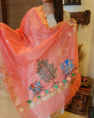 Shahi Gaj: Pattachitra Handpainted Dupatta