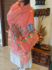 Shahi Gaj: Pattachitra Handpainted Dupatta