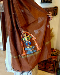 Nartaki-Mridang: Pattachitra Handpainted Dupatta