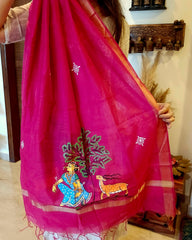 Nartaki-Hiran: Pattachitra Handpainted Dupatta