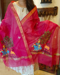 Nartaki-Hiran: Pattachitra Handpainted Dupatta